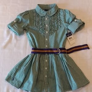 NWT- Ralph Lauren Green Plaid Girl's Dress Size 3T